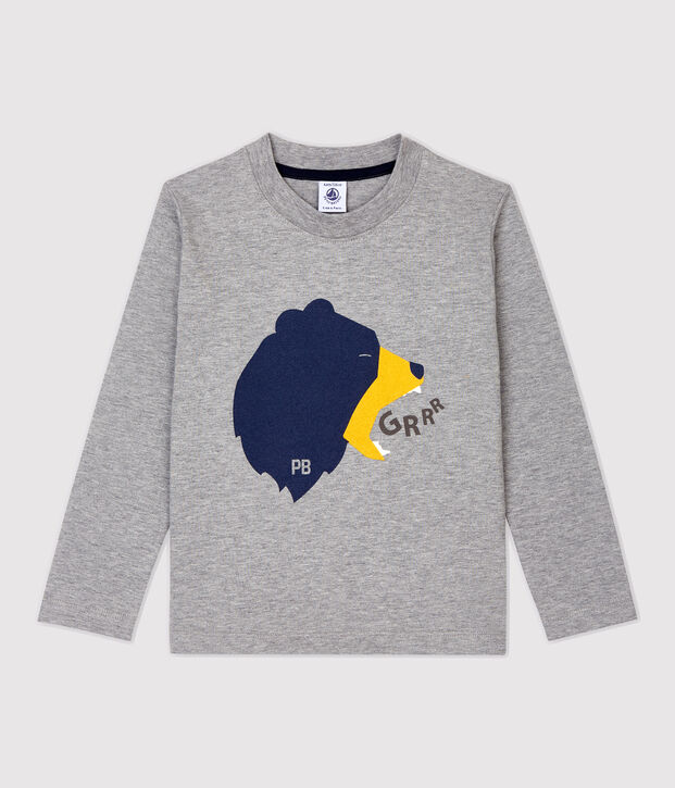 Camiseta de manga larga de algod&oacute;n de ni&ntilde;o gris
