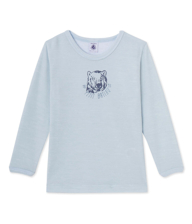 Camiseta de lana y algod&oacute;n para ni&ntilde;o azul Fraicheur