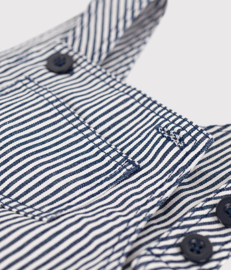 Peto corto de tela a rayas para beb&eacute; azul/blanco