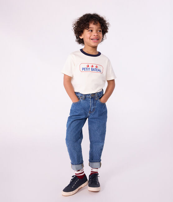 Camiseta infantil estampada de manga corta crudo MILK