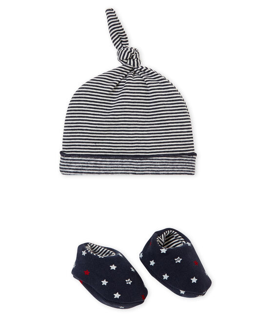 Lote de gorrito y patucos para bebé niño azul SMOKING/blanco MULTICO