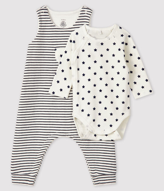 Conjunto de 2 piezas para bebé de túbico blanco MARSHMALLOW/azul SMOKING