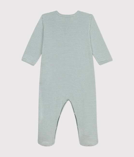 Pijama de algodón a rayas para bebé azul PAUL/blanco MARSHMALLOW