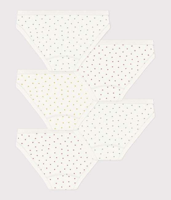 Juego de 5 braguitas de algodón con corazoncitos para niña variante 1