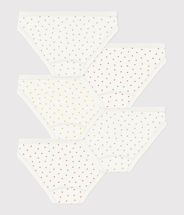 Juego de 5 braguitas de algod&oacute;n con corazoncitos para ni&ntilde;a multicolor