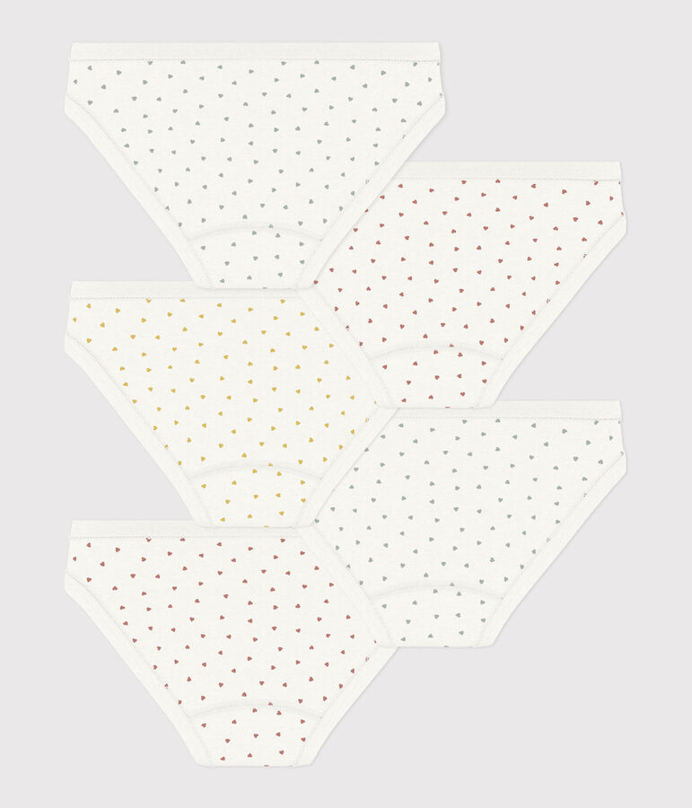 Juego de 5 braguitas de algod&oacute;n con corazoncitos para ni&ntilde;a multicolor