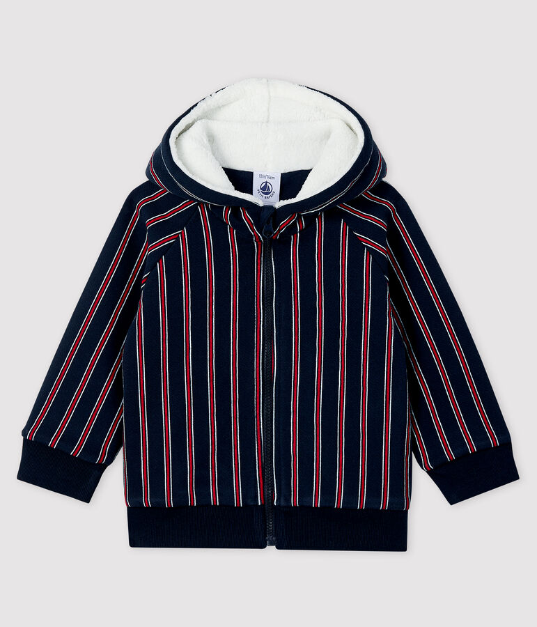 Sudadera con capucha para beb&eacute; ni&ntilde;o azul SMOKING/blanco MULTICO