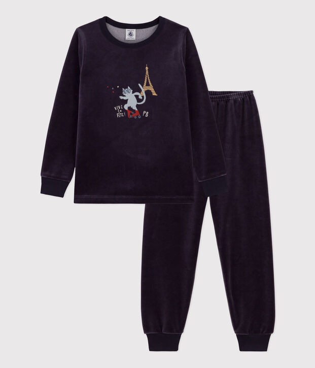 Pijama de terciopelo con motivo de Par&iacute;s para ni&ntilde;o/ni&ntilde;a SMOKING