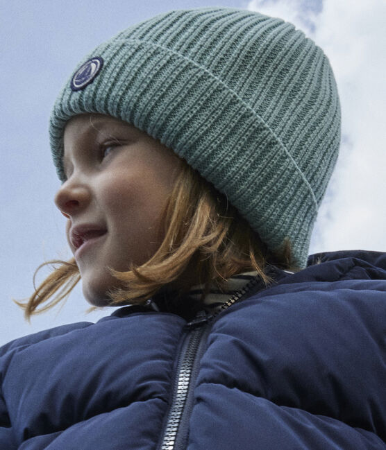 Gorro de punto con forro de tejido polar de niño/niña verde PAUL