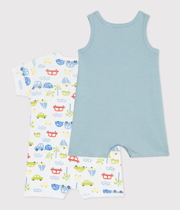 Juego de monos cortos de algod&oacute;n estampado para beb&eacute; multicolor