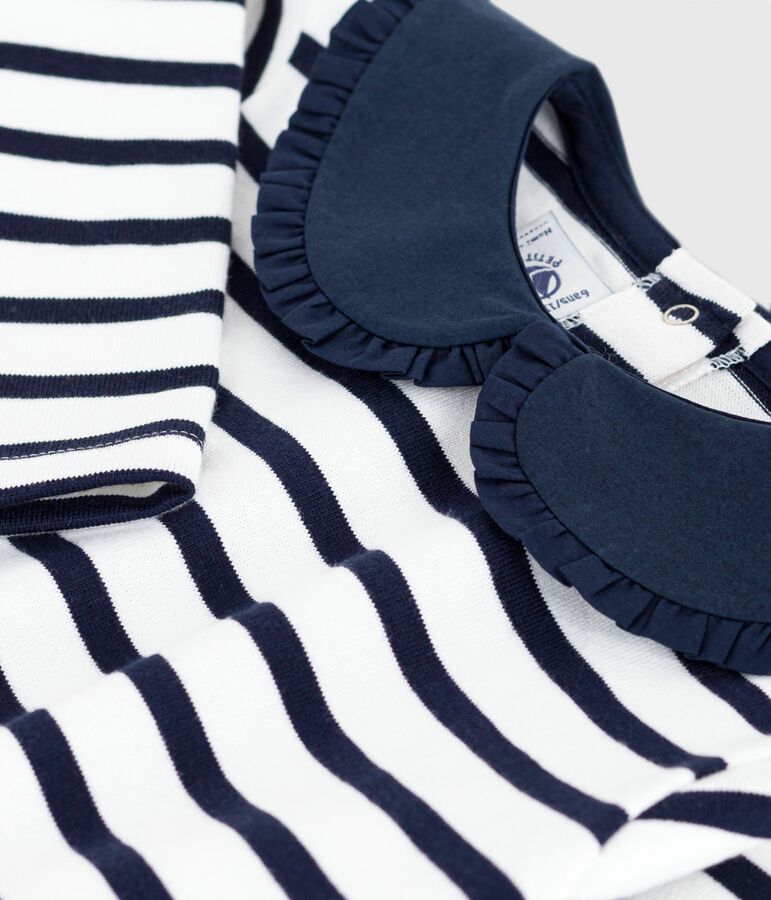 Marinera infantil de algod&oacute;n blanco MARSHMALLOW/azul SMOKING