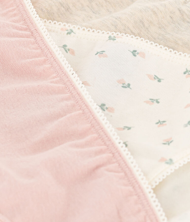 Juego de 3 braguitas de algod&oacute;n y elastano con flores para ni&ntilde;a multicolor