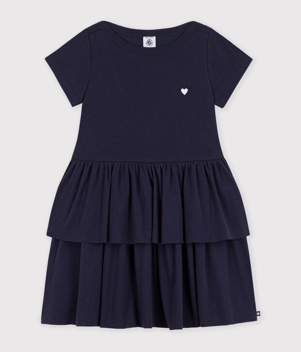 Vestido infantil liso de algod&oacute;n de manga corta SMOKING