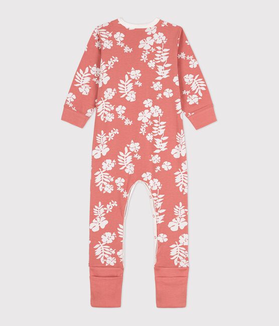 Pelele hawaiano con pies desmontables de algodón de bebé rosa PAPAYE/ MARSHMALLOW