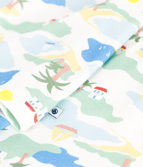 Pijama infantil de algodón con estampado blanco MARSHMALLOW/blanco MULTICO