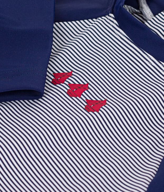 Mono de ba&ntilde;o con protecci&oacute;n UV para beb&eacute; azul/blanco