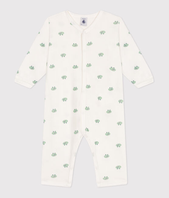 Pijama sin pies de algodón con ranas para bebé blanco MARSHMALLOW/blanco MULTICO