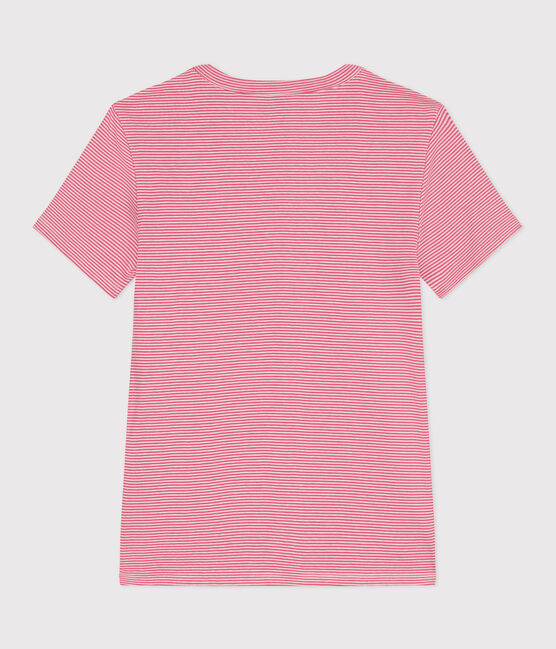 Camiseta Icónica de algodón a rayas para mujer rosa PEONIA/ MARSHMALLOW
