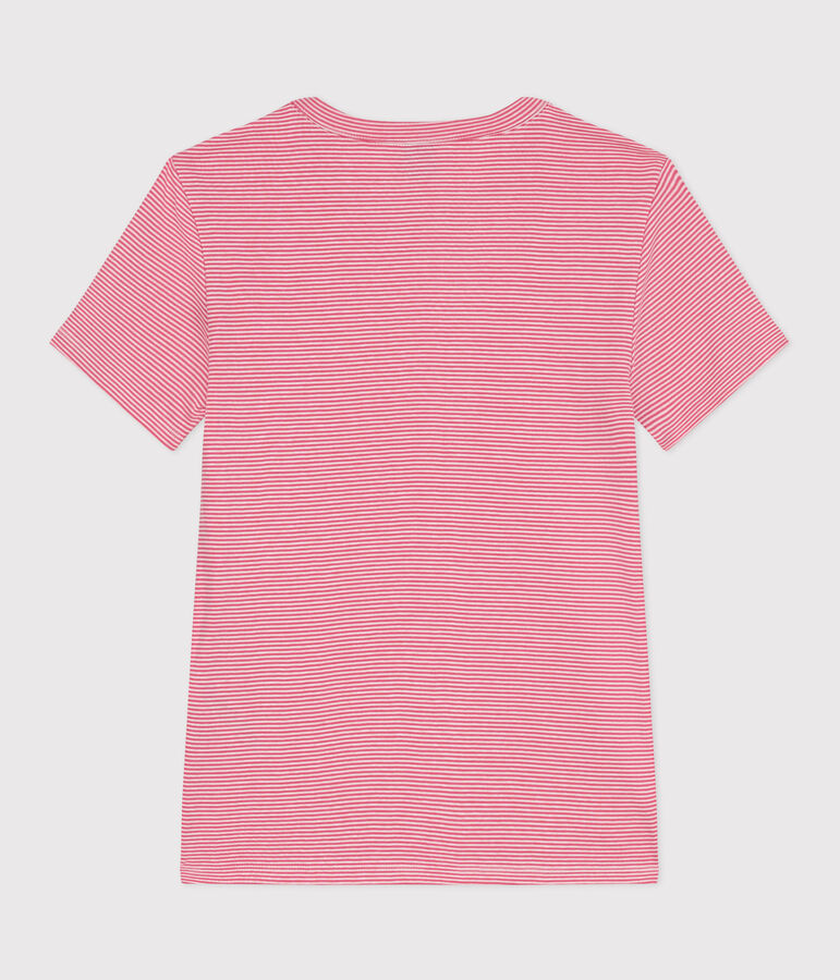 Camiseta Ic&oacute;nica de algod&oacute;n a rayas para mujer rosa/blanco
