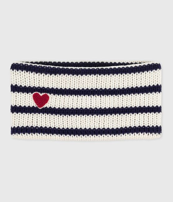 Braga de cuello a rayas de punto tricotado con forro polar para bebé azul MARSHMALLOW/ SOIR
