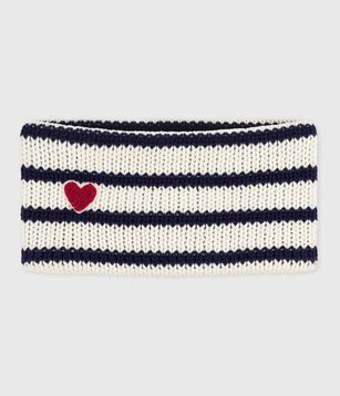 Braga de cuello a rayas de punto tricotado con forro polar para bebé azul/azul