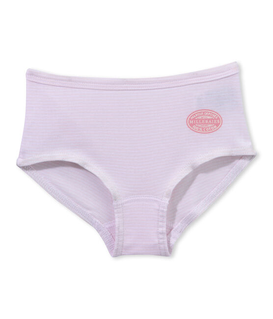 Bóxer de milrayas para niña rosa VIENNE/blanco ECUME