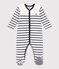 Pijama de terciopelo a rayas para bebé blanco MARSHMALLOW/azul SMOKING