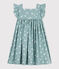 Vestido largo infantil sin mangas de algodón con flores azul PAUL/blanco MARSHMALLOW