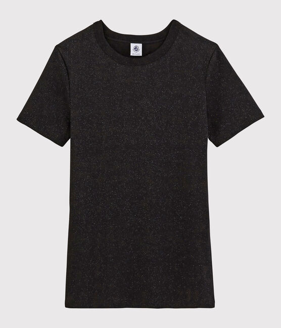 Camiseta icónica con cuello redondo para mujer negro NOIR/ ARGENT