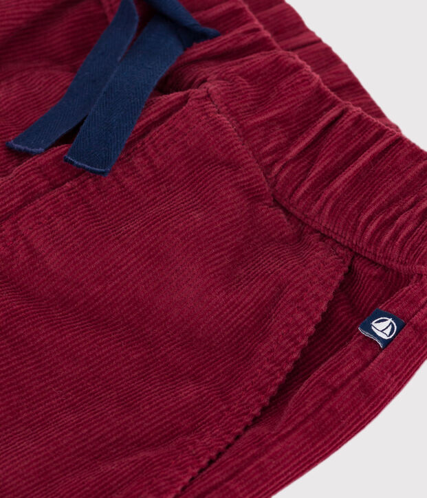 Pantal&oacute;n infantil recto y liso de pana rojo
