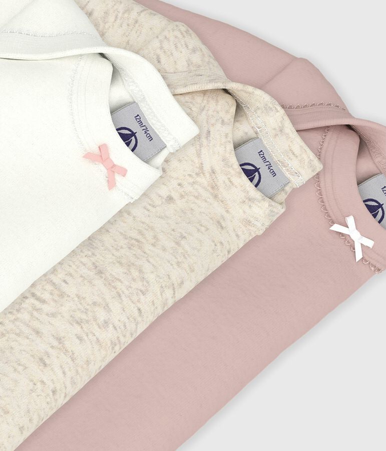 Juego de 3 bodis de algod&oacute;n de manga larga para beb&eacute; multicolor