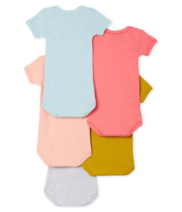 Lote de 5 bodis manga corta para beb&eacute; ni&ntilde;a multicolor