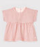 Blusa de manga corta de tejido tubular de rayas de bebé niña rosa FLEUR/rosa COPPER