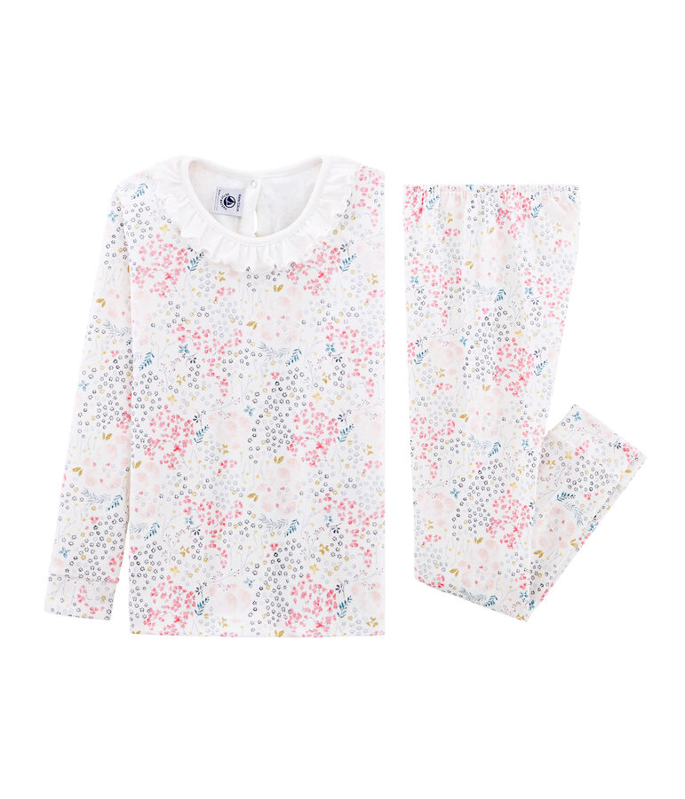 Pijama de corte muy ajustado de punto para ni&ntilde;a blanco/multicolor