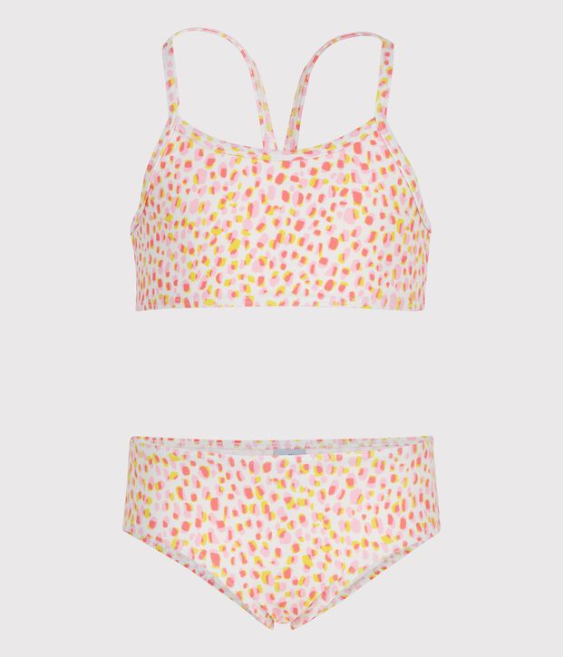 Bikini infantil estampado blanco/multicolor