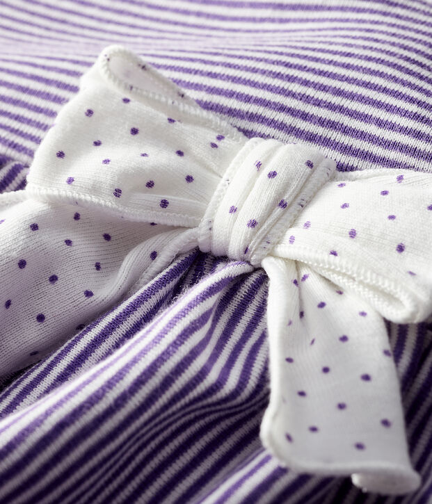 Vestido milrayas para beb&eacute; ni&ntilde;a violeta/blanco