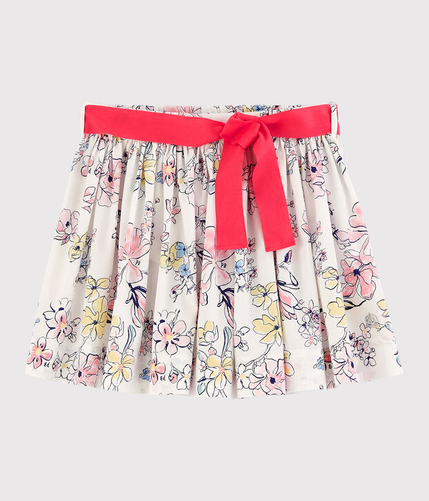 Falda de popelina de ni&ntilde;a blanco/multicolor
