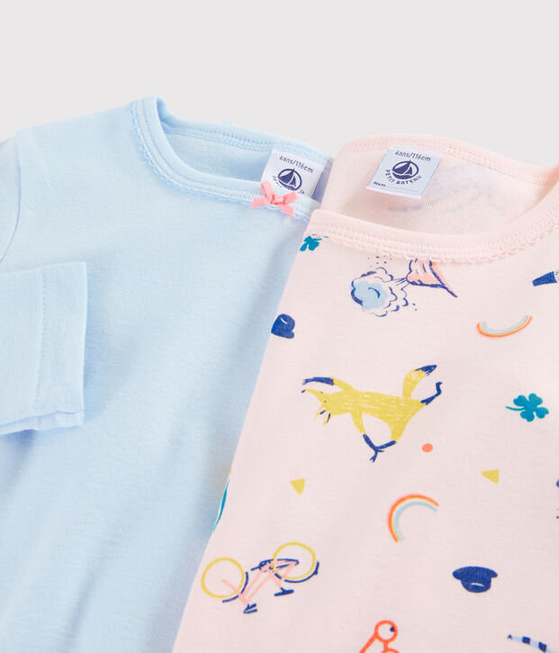Juego de 2 camisetas de manga larga con animales yoga de ni&ntilde;a peque&ntilde;a multicolor