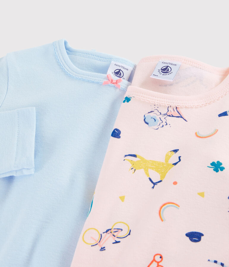 Juego de 2 camisetas de manga larga con animales yoga de ni&ntilde;a peque&ntilde;a multicolor