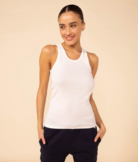 Camiseta sin mangas Iconique de algodón para mujer blanco ECUME
