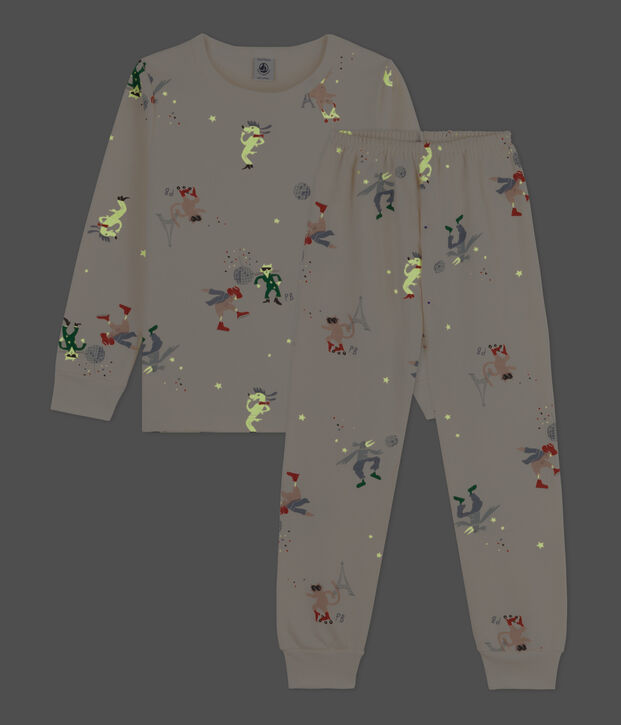Pijama fosforescente de mulet&oacute;n de ni&ntilde;a/ni&ntilde;o crudo/multicolor