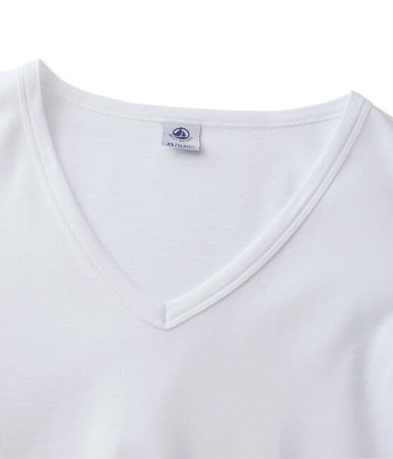 Camiseta de manga larga para mujer con cuello V blanco ECUME