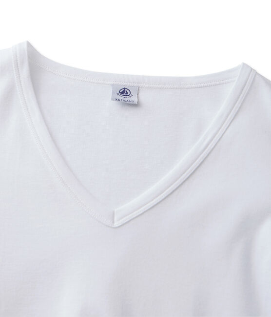 Camiseta de manga larga para mujer con cuello V blanco ECUME