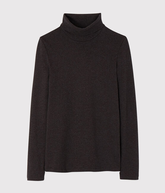 Camiseta de cuello alto emblemática de algodón de mujer gris CITY CHINE