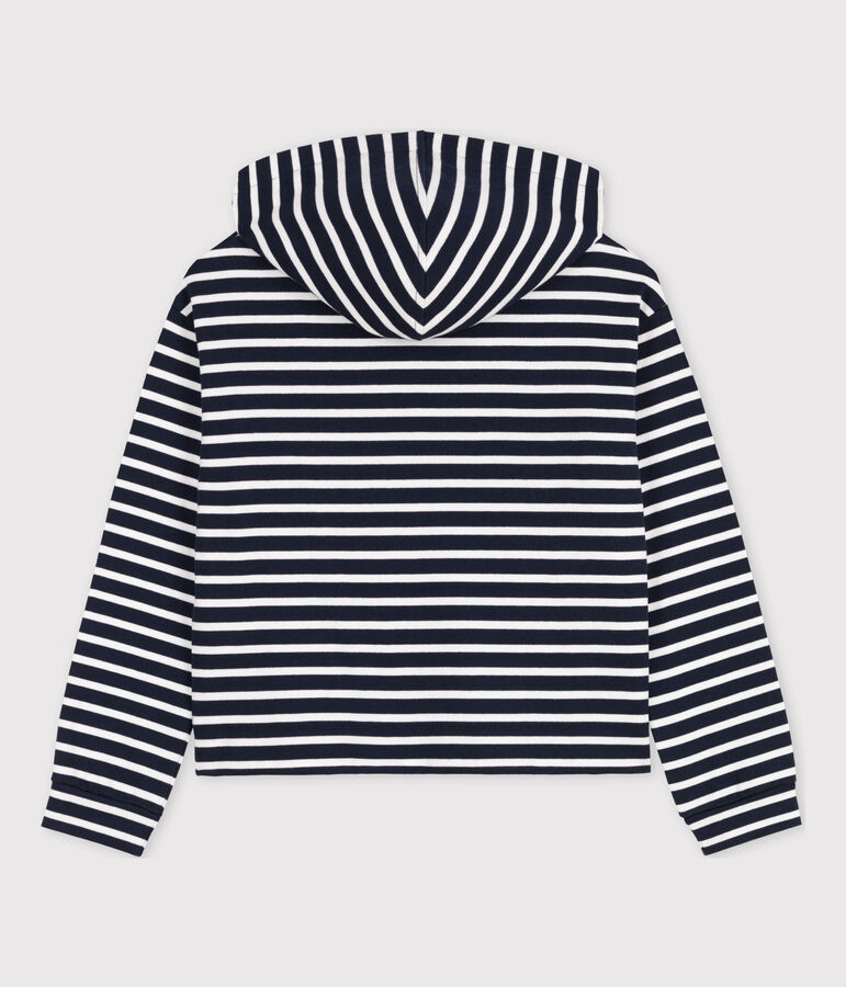 Sudadera de algod&oacute;n con capucha para mujer azul/blanco