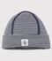 Gorro de recién nacido antiondas de punto de jersey de doble cara azul SMOKING/blanco ECUME