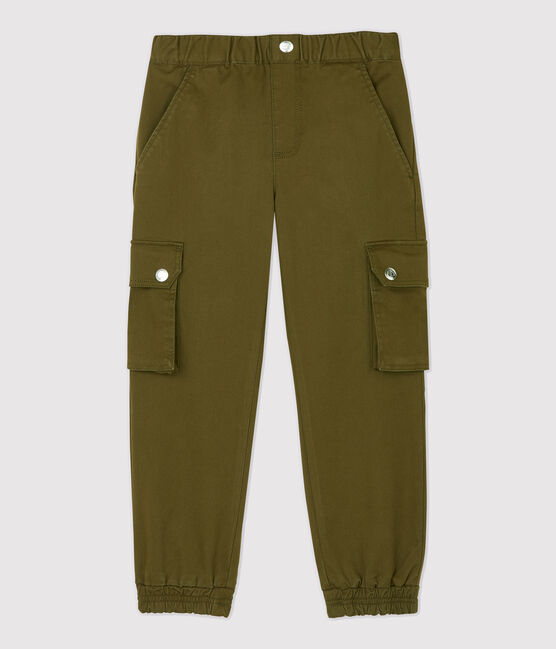 Pantalón cargo de gabardina de algodón de niño verde MILITARY