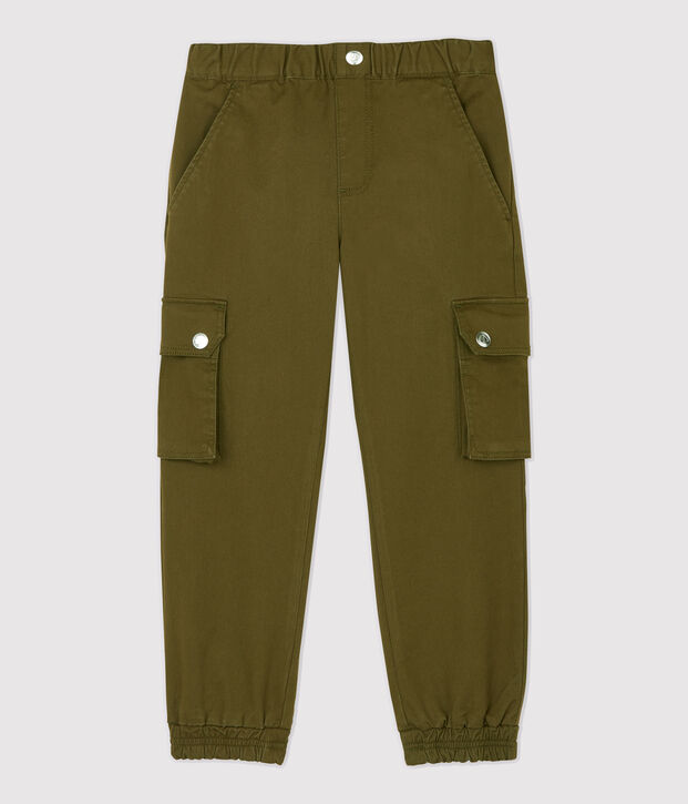 Pantal&oacute;n cargo de gabardina de algod&oacute;n de ni&ntilde;o verde