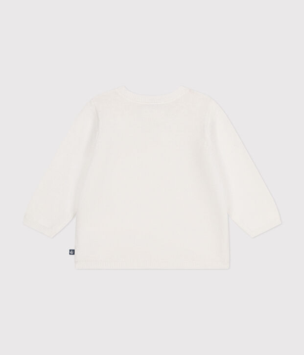 C&aacute;rdigan de punto tricotado calado de algod&oacute;n para beb&eacute; blanco