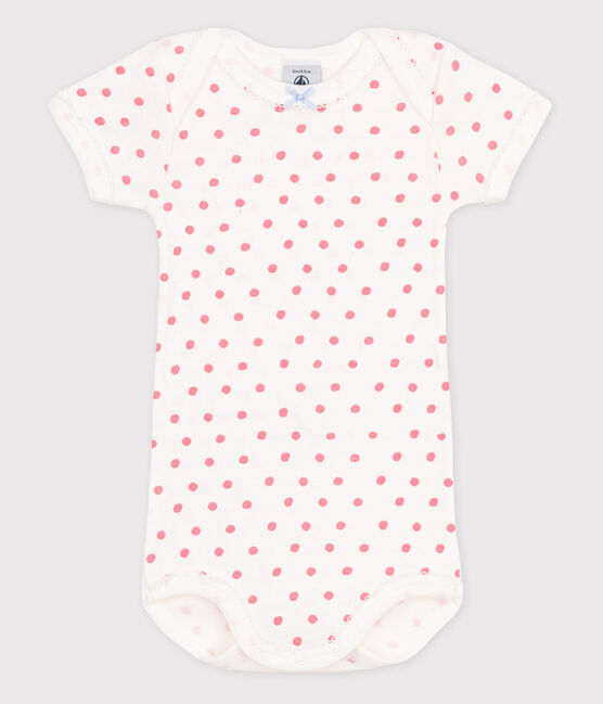 Bodi de manga corta para bebé blanco MARSHMALLOW/rosa GRETEL